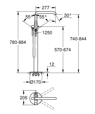 Grohe - Essence - Kádtöltő csaptelep - 23491DC1 – 2. kép