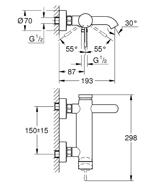 Grohe - Essence - Kádtöltő csaptelep - 33624001 – 2. kép