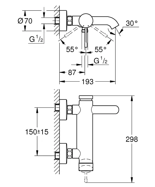 Grohe - Essence - Kádtöltő csaptelep - 33624GN1 – 2. kép