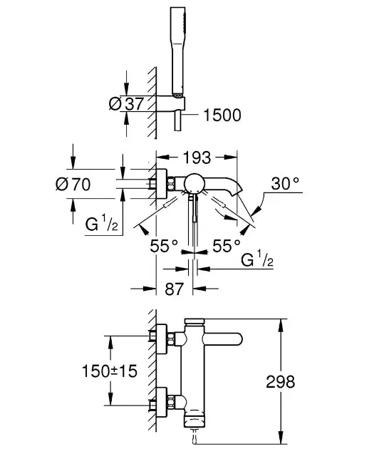 Grohe - Essence - Kádtöltő csaptelep - 33628001 – 2. kép