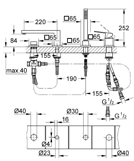 Grohe - Eurocube - Kádtöltő csaptelep - 19897DC1 – 2. kép
