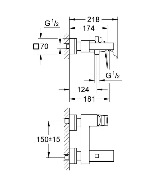 Grohe - Eurocube - Kádtöltő csaptelep - 23140000 – 2. kép