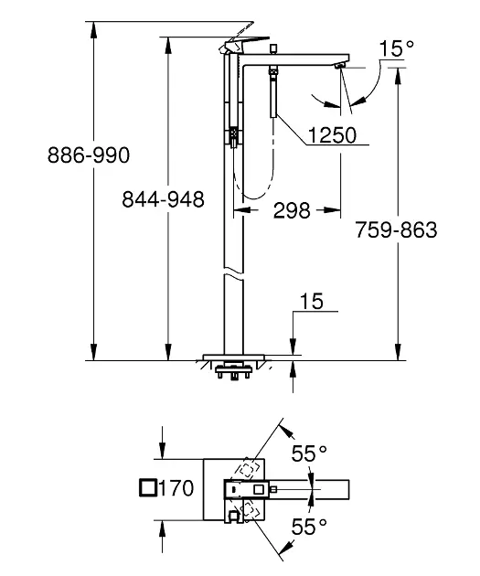 Grohe - Eurocube - Kádtöltő csaptelep - 23672DC1 – 2. kép