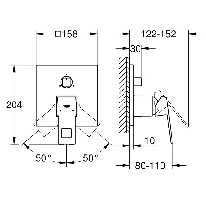 Grohe - Eurocube - Kádtöltő csaptelep - 24094DC0 – 2. kép