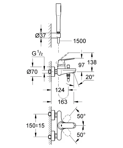 Grohe - Eurosmart Cosmopolitan - Kádtöltő csaptelep - 32832000 – 2. kép