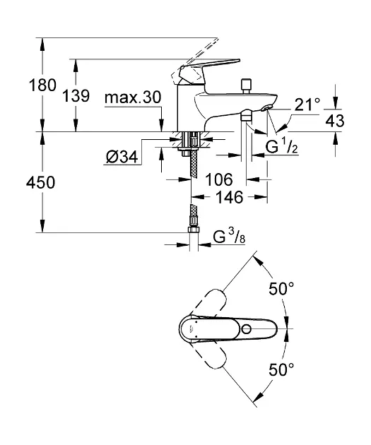 Grohe - Eurosmart Cosmopolitan - Kádtöltő csaptelep - 32836000 – 2. kép