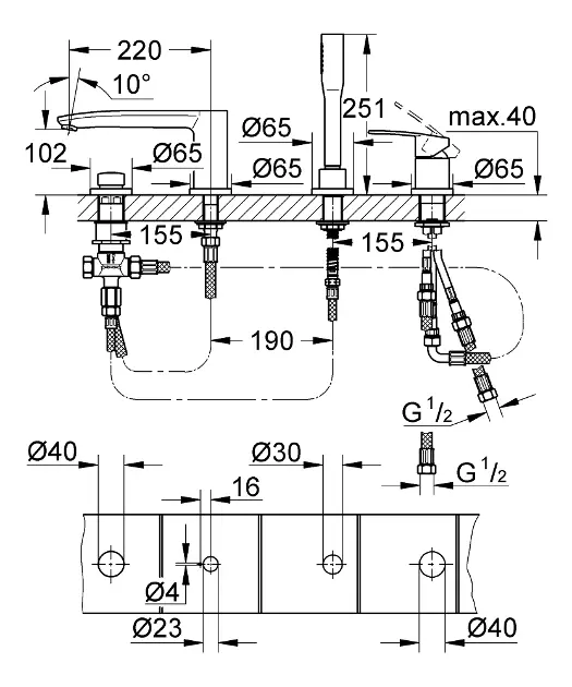 Grohe - Eurostyle Cosmopolitan - Kádtöltő csaptelep - 23048003 – 2. kép