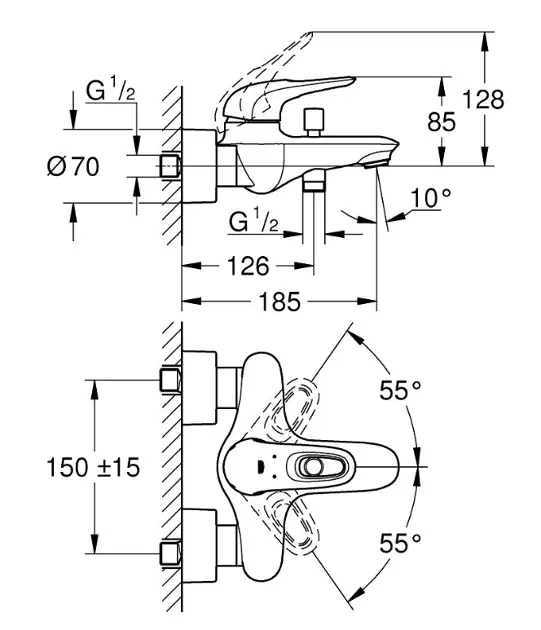 Grohe - Eurostyle - Kádtöltő csaptelep - 33591003 – 2. kép