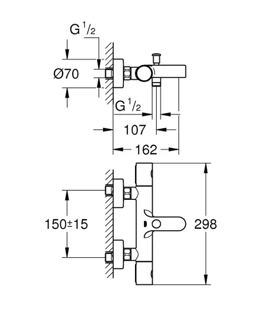 Grohe - Grohtherm 800 Cosmopolitan - Kádtöltő csaptelep - 34766000 – 2. kép