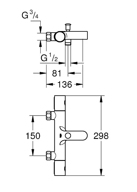 Grohe - Grohtherm 800 Cosmopolitan - Kádtöltő csaptelep - 34770000 – 2. kép