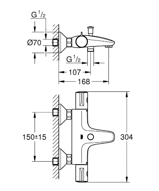 Grohe - Grohtherm 800 - Kádtöltő csaptelep - 34567000 – 2. kép