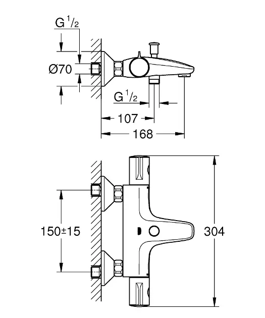 Grohe - Grohtherm 800 - Kádtöltő csaptelep - 34569000 – 2. kép