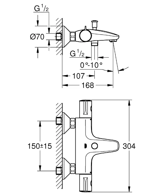 Grohe - Grohtherm 800 - Kádtöltő csaptelep - 34576000 – 2. kép