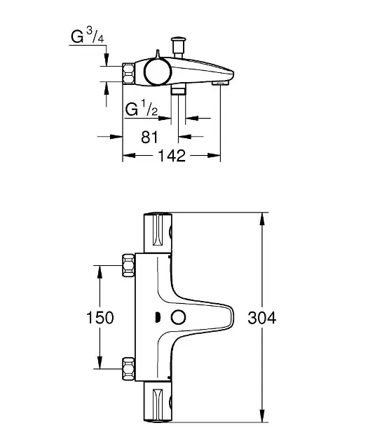 Grohe - Grohtherm 800 - Kádtöltő csaptelep - 34754000 – 2. kép