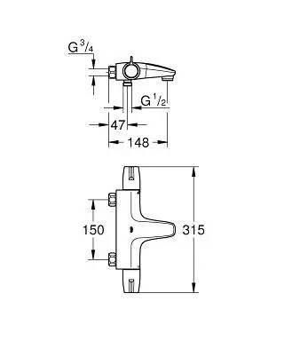 Grohe - Grohtherm Special - Kádtöltő csaptelep - 34671000 – 2. kép