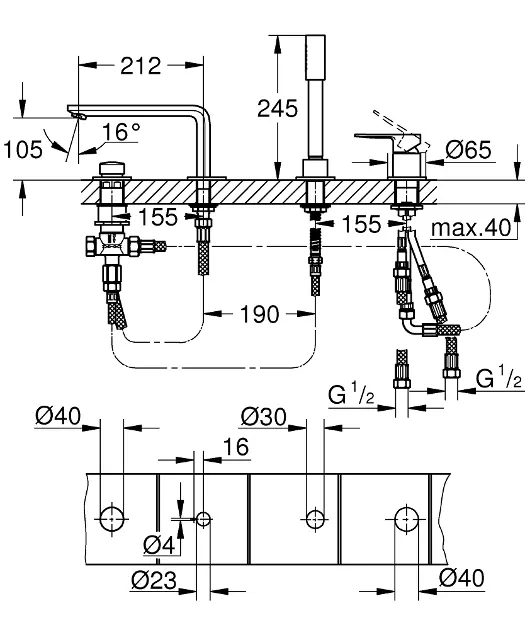 Grohe - Lineare - Kádtöltő csaptelep - 19577DC1 – 2. kép