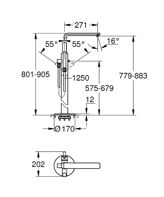 Grohe - Lineare - Kádtöltő csaptelep - 23792AL1 – 2. kép