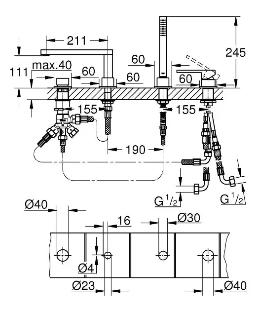 Grohe - Plus - Kádtöltő csaptelep - 29307003 – 2. kép