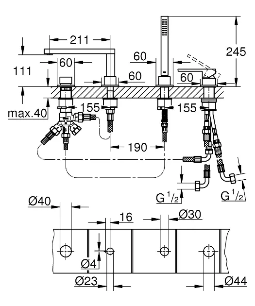 Grohe - Plus - Kádtöltő csaptelep - 29307AL3 – 2. kép