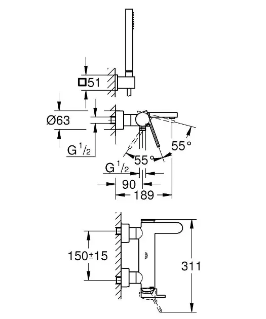 Grohe - Plus - Kádtöltő csaptelep - 33547003 – 2. kép