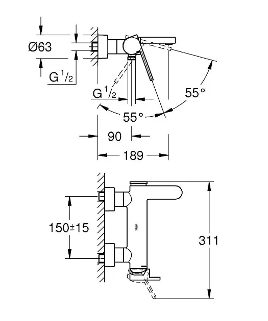 Grohe - Plus - Kádtöltő csaptelep - 33553003 – 2. kép