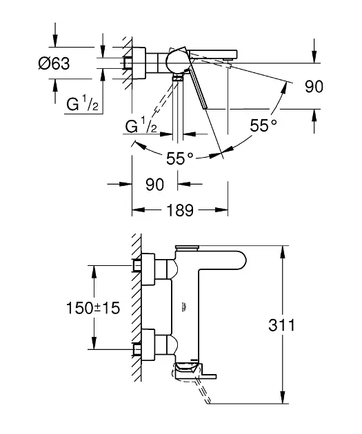 Grohe - Plus - Kádtöltő csaptelep - 33553DC3 – 2. kép