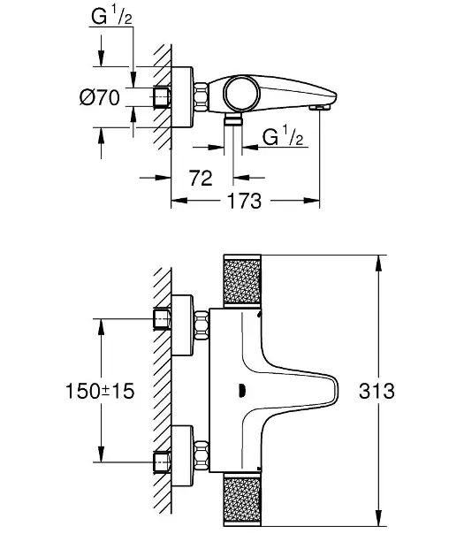 Grohe - Precision Feel - Kádtöltő csaptelep - 34788000 – 2. kép