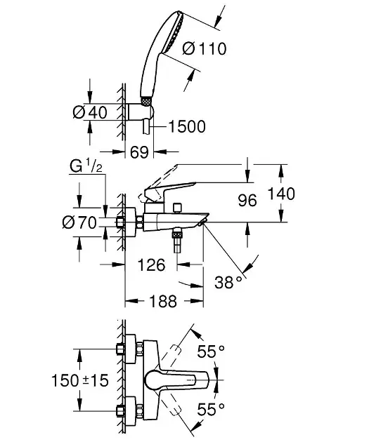 Grohe - QuickFix Start - Kádtöltő csaptelep - 25283002 – 2. kép