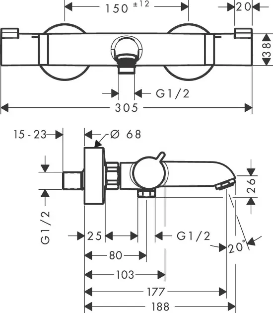 Hansgrohe - Ecostat Comfort - Kádtöltő csaptelep - 13114670 – 2. kép