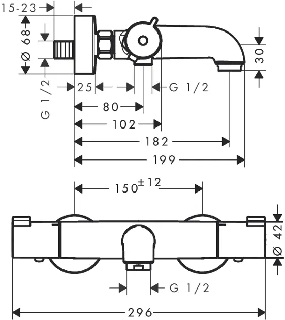 Hansgrohe - Ecostat - Kádtöltő csaptelep - 13201000 – 2. kép