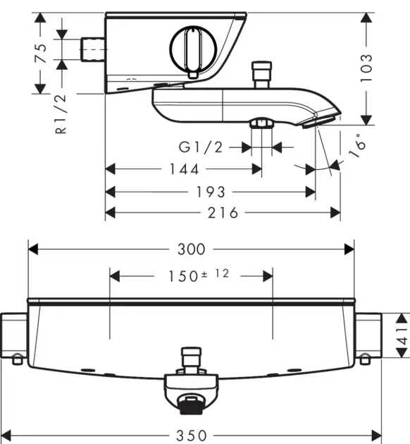 Hansgrohe - Ecostat Select - Kádtöltő csaptelep - 13141400 – 2. kép