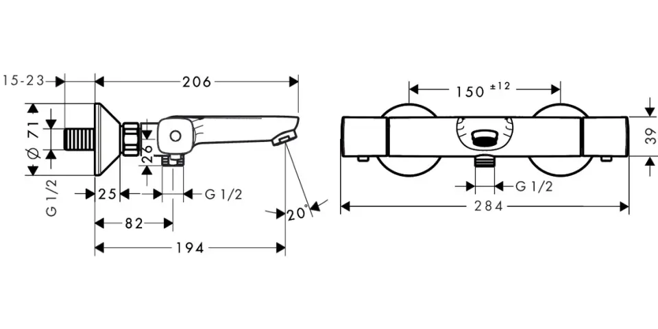Hansgrohe - Ecostat Universal - Kádtöltő csaptelep - 13123000 – 2. kép