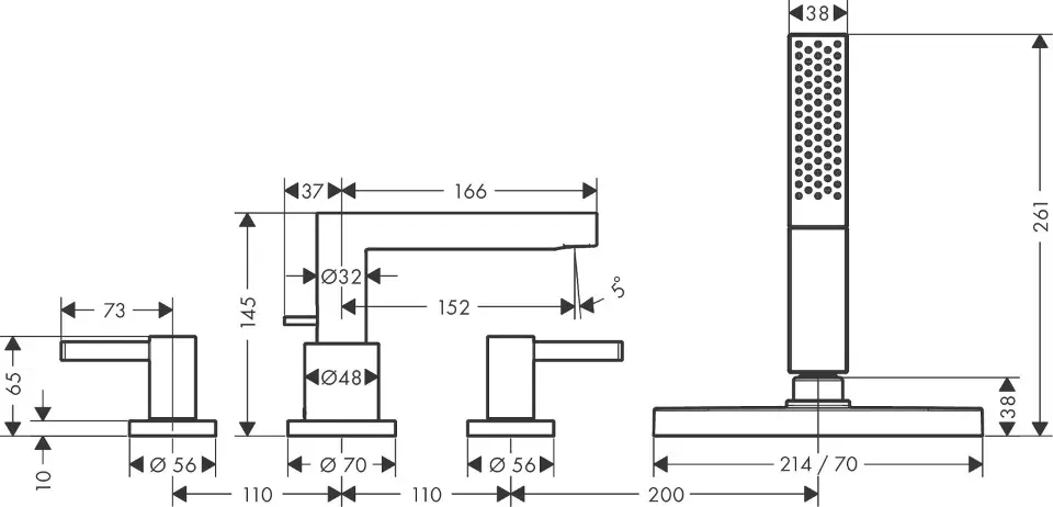 Hansgrohe - Finoris - Kádtöltő csaptelep - 76444140 – 2. kép