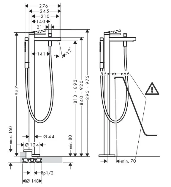 Hansgrohe - Finoris - Kádtöltő csaptelep - 76445700 – 2. kép