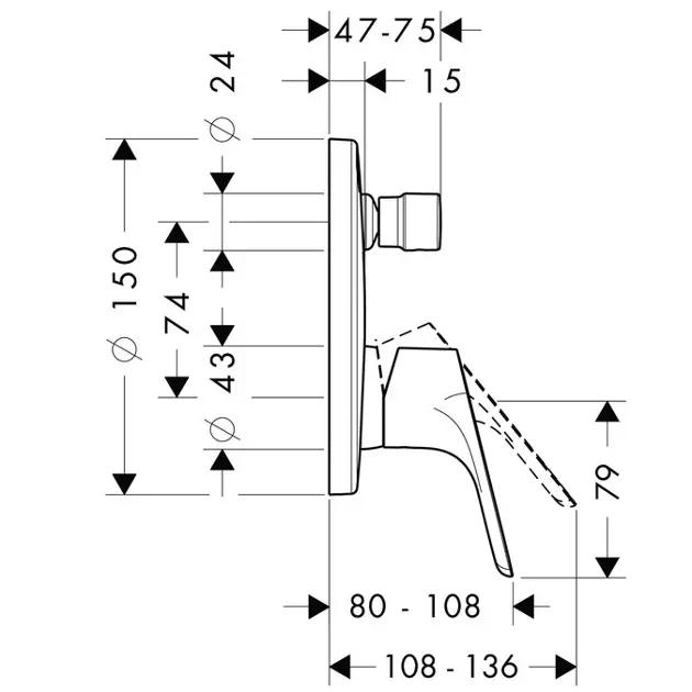 Hansgrohe - Focus - Kádtöltő csaptelep - 31946000 – 2. kép