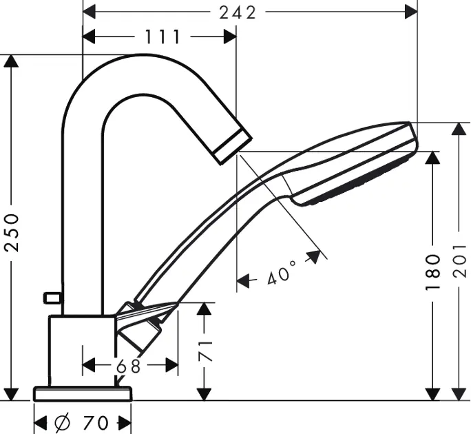 Hansgrohe - Logis - Kádtöltő csaptelep - 71310000 – 2. kép