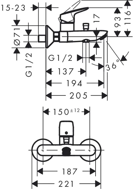 Hansgrohe - Logis - Kádtöltő csaptelep - 71400000 – 2. kép