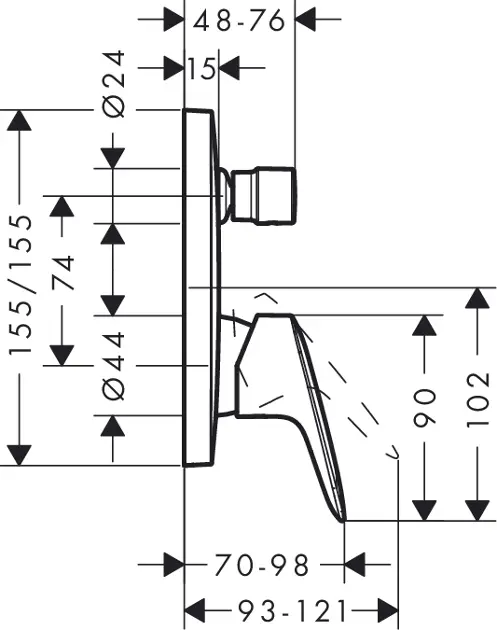 Hansgrohe - Logis - Kádtöltő csaptelep - 71405000 – 2. kép