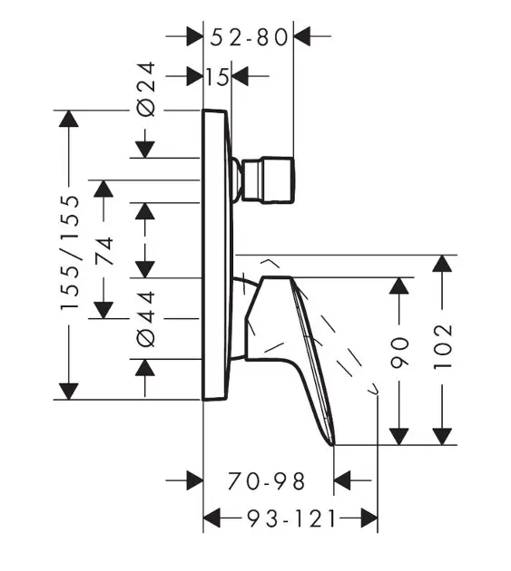 Hansgrohe - Logis - Kádtöltő csaptelep - 71405670 – 2. kép