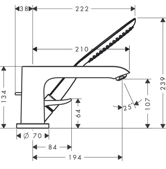 Hansgrohe - Metris New - Kádtöltő csaptelep - 31190000 – 2. kép