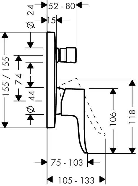 Hansgrohe - Metris New - Kádtöltő csaptelep - 31454000 – 2. kép