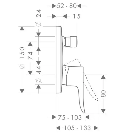 Hansgrohe - Metris New - Kádtöltő csaptelep - 31487000 – 2. kép