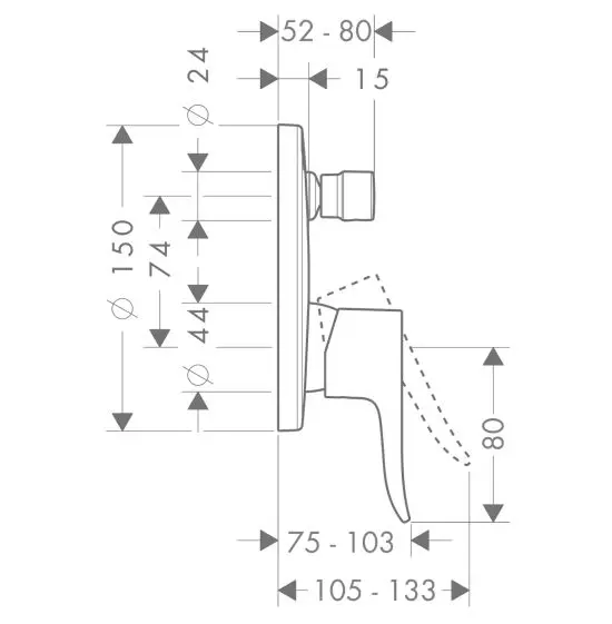 Hansgrohe - Metris New - Kádtöltő csaptelep - 31493000 – 2. kép