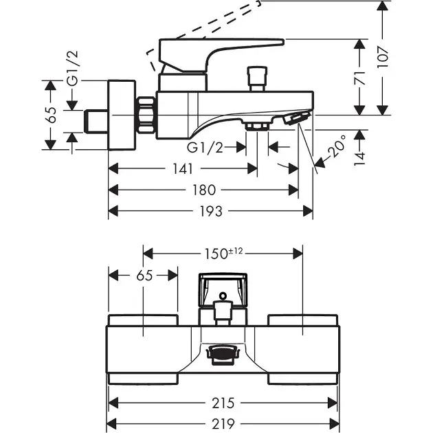 Hansgrohe - Metropol - Kádtöltő csaptelep - 74540000 – 2. kép
