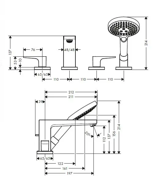Hansgrohe - Metropol - Kádtöltő csaptelep - 74552000 – 2. kép