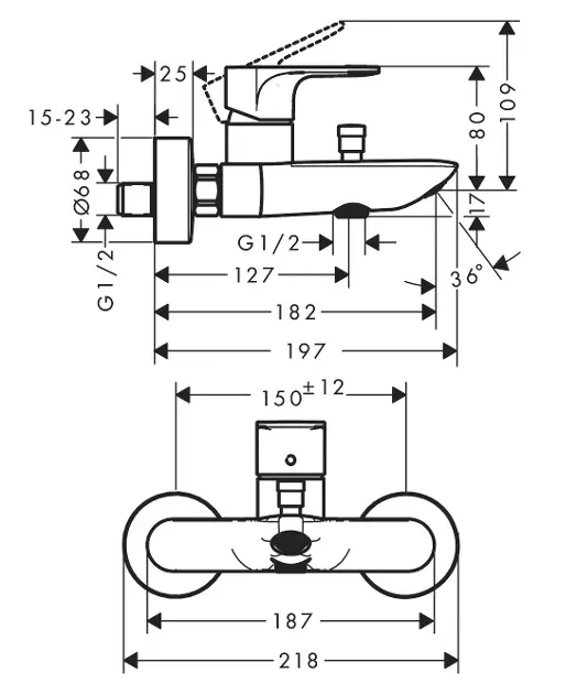 Hansgrohe - Rebris E - Kádtöltő csaptelep - 72450670 – 2. kép