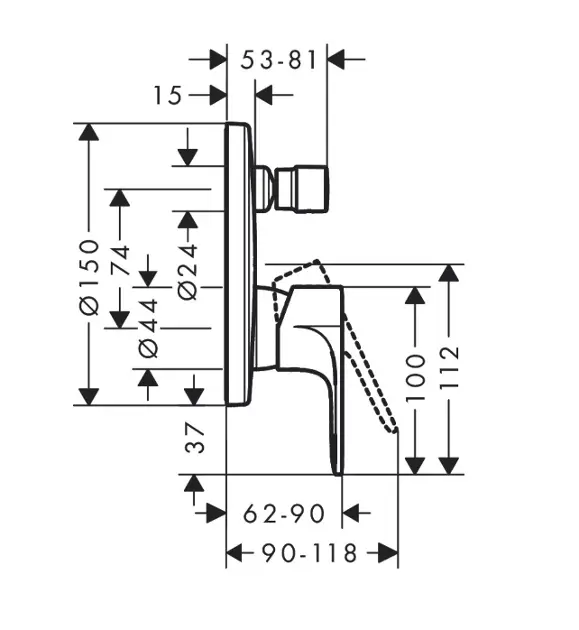 Hansgrohe - Rebris E - Kádtöltő csaptelep - 72469000 – 2. kép