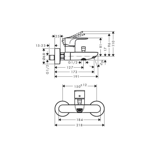 Hansgrohe - Rebris S - Kádtöltő csaptelep - 72443670 – 2. kép