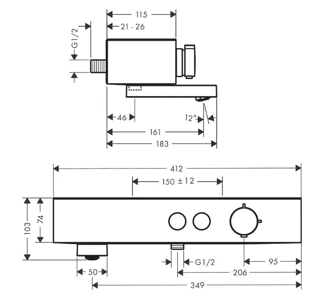 Hansgrohe - ShowerTablet Select - Kádtöltő csaptelep - 24340140 – 2. kép
