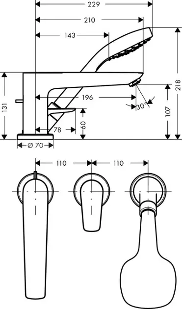 Hansgrohe - Talis E - Kádtöltő csaptelep - 71730000 – 2. kép
